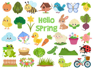 Collection of spring elements vectors and illustrations 