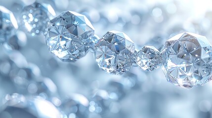 Business network made of clear diamonds, detailed Cinema 4D visualization, minimalistic style