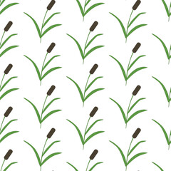 Swamp reeds, simple grass. Seamless pattern. Vector illustration.