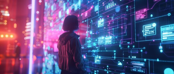 Social Media Scheduling In a neonlit digital workspace