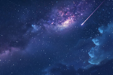 Obraz premium A spectacular shooting star streaks across a night sky filled with twinkling stars and cosmic wonders