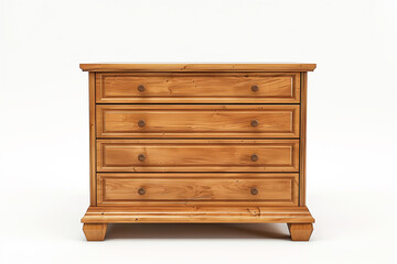 Wooden Chest of Drawers on White Background
