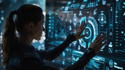 A detective uses a voiceactivated interface to quickly access relevant information and evidence seamlessly integrating technology into their investigation.