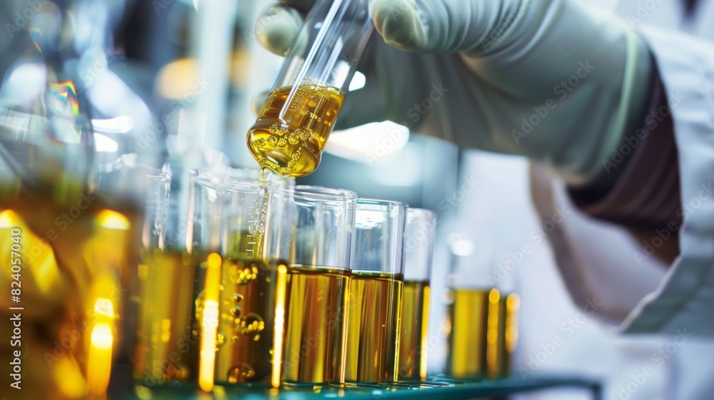 Poster a scientist is conducting a water separation test on a sample of crude oil which involves shaking an