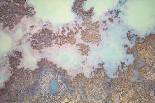 Aerial view of colorful geothermal area in Iceland