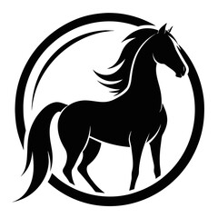 Equine Emblem: Vector Illustration of a Horse Encircled