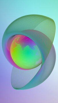 Colorful Sacred Geometry Illustration with Gradient Sphere