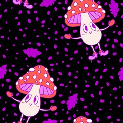 Cartoon autumn seamless mushrooms pattern for wrapping paper and fabrics