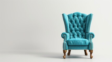 cute blue chair on white background in high resolution