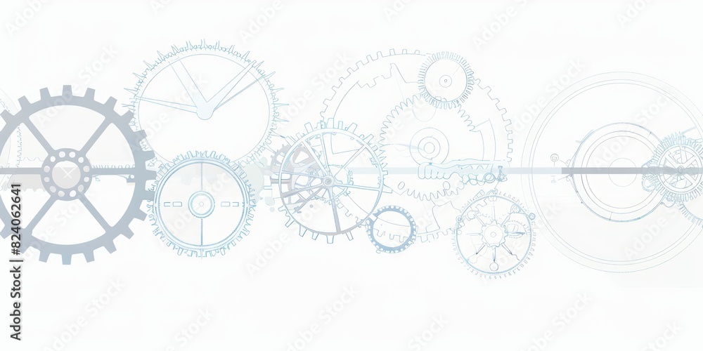 Aufkleber Gears and Data Visualization Integrated in a Modern Design, Illustrating the Precision and Efficiency of Industrial Engineering and Automated Systems, Generative AI