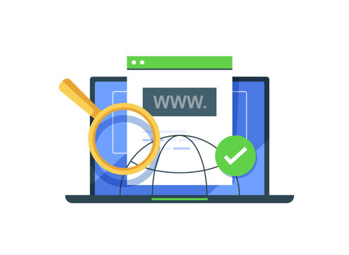 domain registration,communication,search engine optimization,flat design icon vector illustration