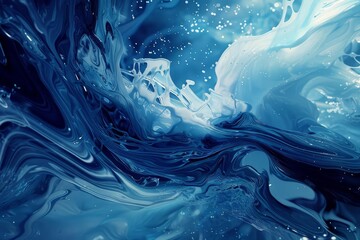enchanting surreal liquid abstract in soothing blue tones digital art background