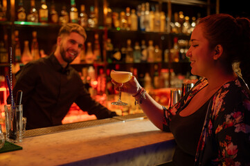 Young woman going out at night to go to a bar