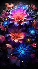 Vibrant Floral Arrangement on Black Background