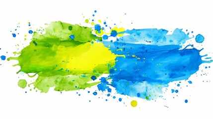 Vibrant blue and green watercolor splash art