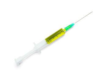 Fototapeta premium Medical syringe with medicine on white background