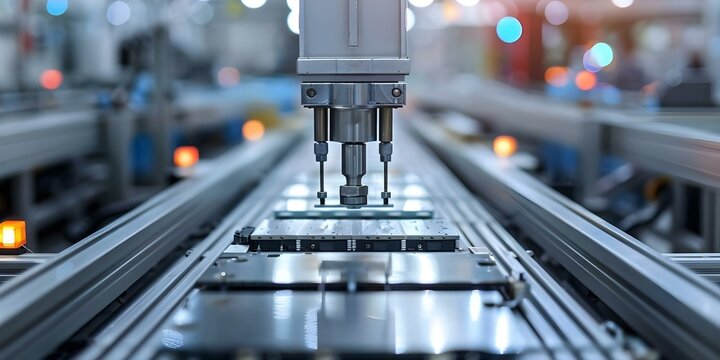 Silicon die extraction process in semiconductor manufacturing facility with pick and place machine. Concept Semiconductor Manufacturing, Silicon Die Extraction, Pick and Place Machine