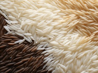 A close up of rice with brown and white grains