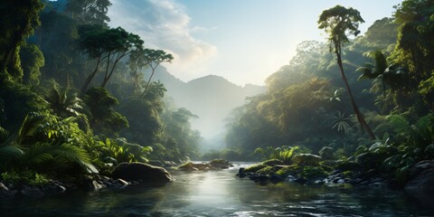 tropical rainforest river landscape