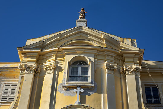 XVIII century Roman Catholic Baroque Chapel of Mercy (Chapelle de la Misericorde) is situated in the central marketplace of Nice. Nice, France.
