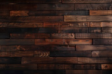 Dark brown wooden wall background with dark wood texture, wall cladding pattern in interior design of home decoration and architectural background.