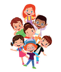 vector illustration of students in different postures