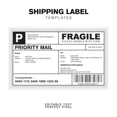 Customizable Shipping Label Design Template with Sender, Recipient, Package Details, and Customs Information for Efficient Shipping