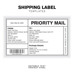 Customizable Shipping Label Design Template with Sender, Recipient, Package Details, and Customs Information for Efficient Shipping