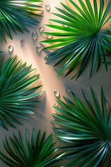 Green tropical palm leaves