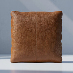 Brown leather cushion. Generative AI