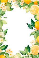 Card template for wedding in Italian style or birthday with lemons. Watercolor. Mock up for printing.