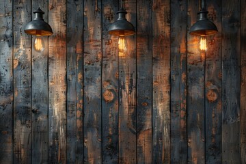 Vintage wooden wall background or texture, wood paneling with dark lighting for interior design and decoration concept