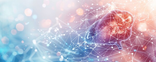 Persons liver in close-up with abstract lines and dots background