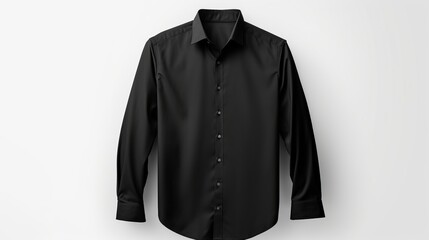 A black shirt with a white collar and buttons