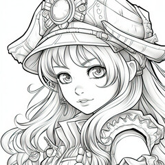 Printable Anime Girl Coloring Page for Kids and Adults - Fun and Relaxing Anime Art Activity