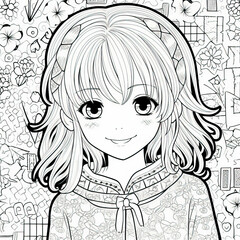 Printable Anime Girl Coloring Page for Kids and Adults - Fun and Relaxing Anime Art Activity