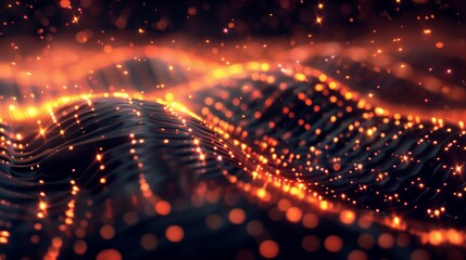 Obraz premium Fondo abstracto, ondas sinuosas, tonos naranjas y negros, material tecnológico