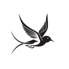 Swallow in cartoon, doodle style . Image for t-shirt, web, mobile apps and ui. Isolated 2d vector illustration in logo, icon, sketch style, Eps 10, black and white. AI Generative