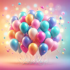 Festive Fun: Set of Colorful Matte Balloons Floats Upward. Party Decorations. generative AI