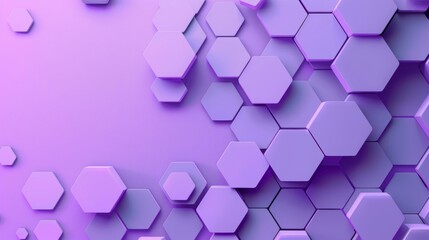 Purple hexagonal abstract 3D geometric background with depth and texture for modern design and technology concepts