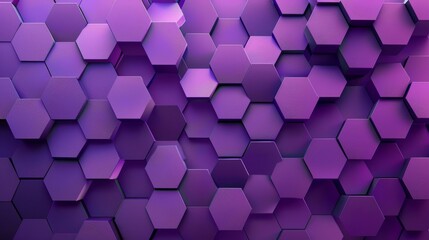 Purple geometric hexagon pattern background for modern tech design or marketing material, 3D abstract hexagonal shapes