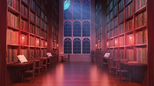 月明かりに照らされた魔法図書館, 夜の図書館, ループ, シームレス