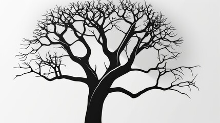 Fototapeta premium Silhouette of a tree with branches without leaves, minimalistic contours on paper background --no text, titles --ar 16:9 --quality 0.5 --stylize 0 Job ID: 8d7b3a5b-a898-4642-98e6-0408eec6ce26