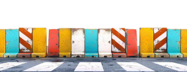 Barricades isolated on transparent background.