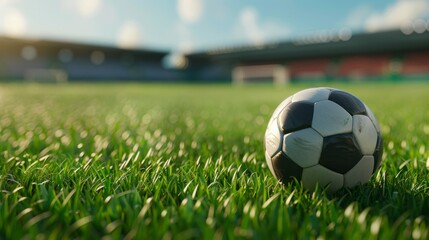 Fototapeta premium classic soccer ball on a grass