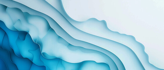 Serene Abstract Layers in Shades of Blue and White: A Gentle and Flowing Representation of Soft Curves and Ethereal Light