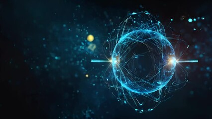 Abstract blue energy particle sphere glowing electric magical futuristic high-tech space