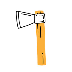 Axe in simple doodle style. illustration isolated on white background.