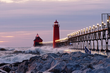 lighthouse at dusk