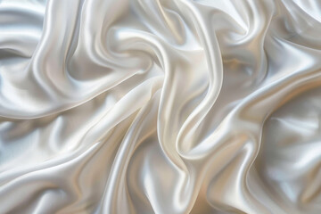 Abstract white background with smooth wavy folds of silk or satin fabric. Design element for product presentation